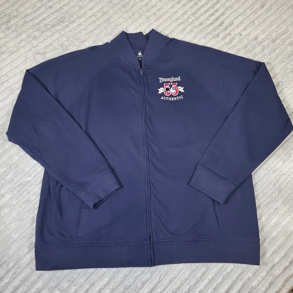 Disney Parks Disneyland 1955 Mickey Mouse Full Zip Track Jacket Navy Blue XXL
